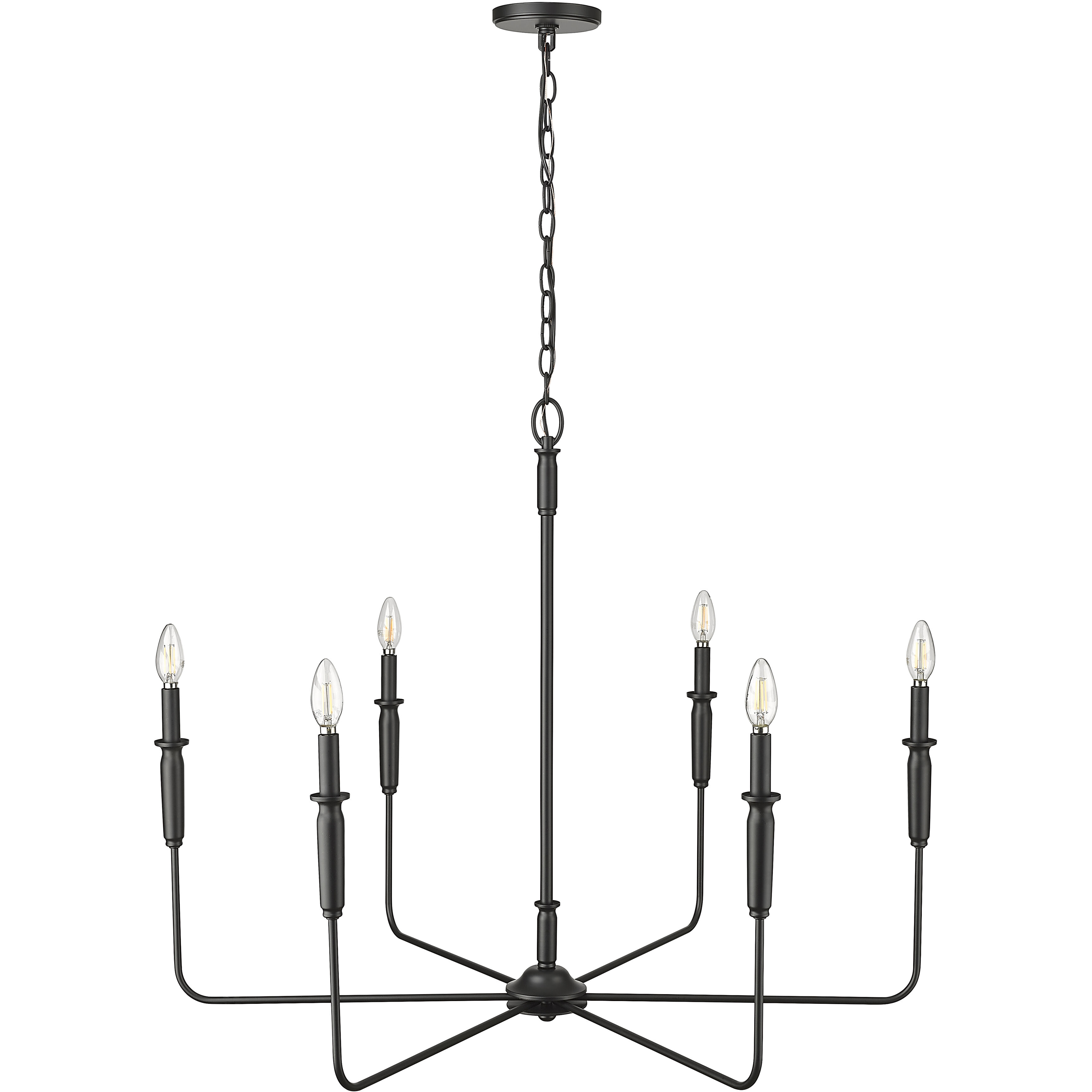 Savanne 6 Light 38 inch Matte Black Chandelier Ceiling Light